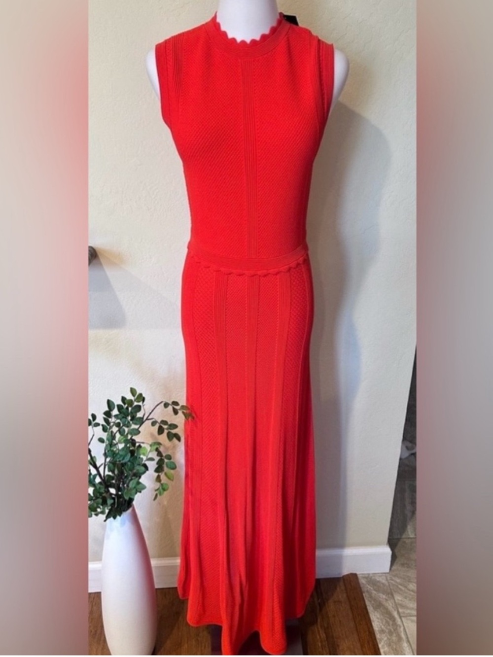 The Kooples Vibrant Red Sleeveless Knit Maxi Dress - Picture 2 of 5
